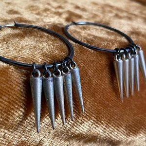 Spike earrings black and gold gothic spike earrings